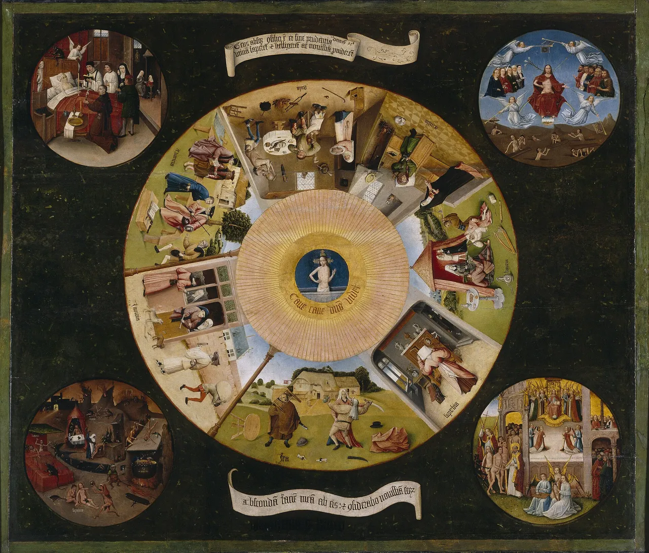 Hieronymus Bosch, The Seven Deadly Sins and the Four Last Things, c. 1500, Museo del Prado