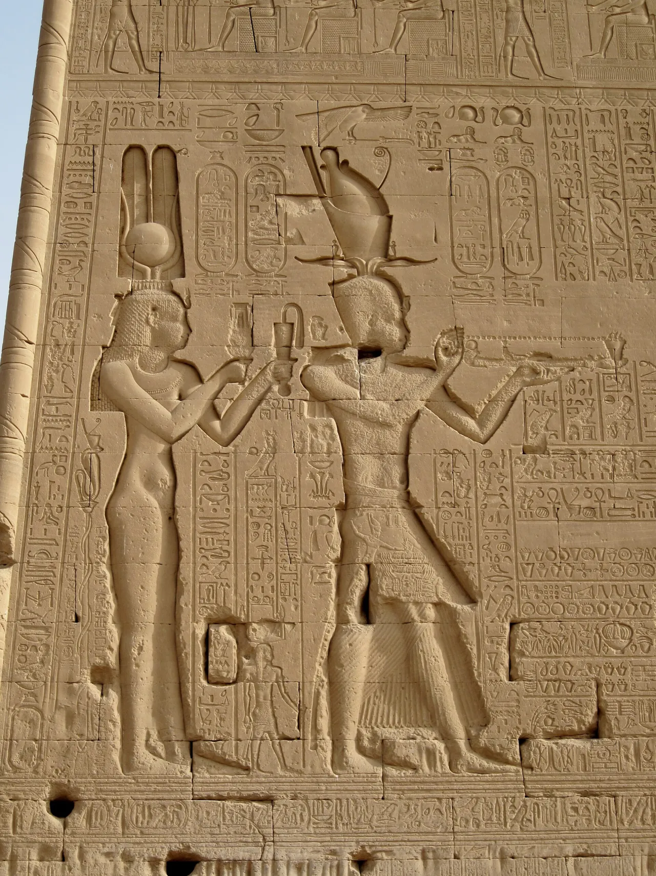 Relief of Cleopatra VII and her son Caesarion on the Temple of Hathor at Dendera